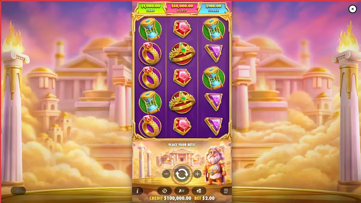 Tampilan layar permainan slot Gates of Olympus POP di perangkat seluler