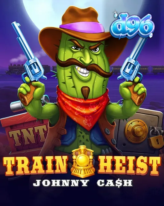 Johnny Cash berdiri di depan kereta api dalam slot Train Heist Johnny Cash