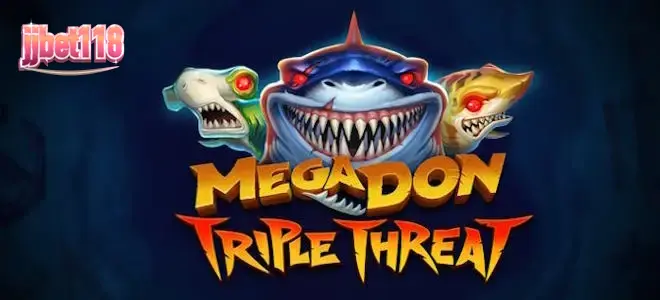 Pemandangan bawah laut yang penuh warna dengan simbol predator dalam permainan Mega Don Triple Threat